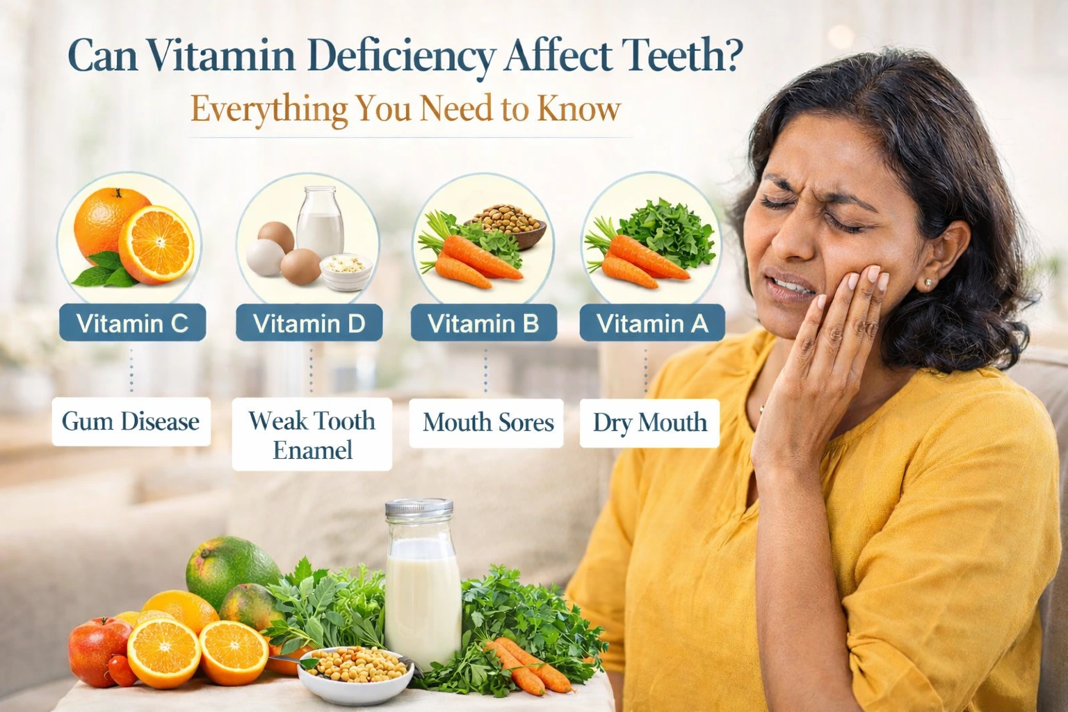 Find how vitamin deficiency affects teeth and gums with common warning signs.