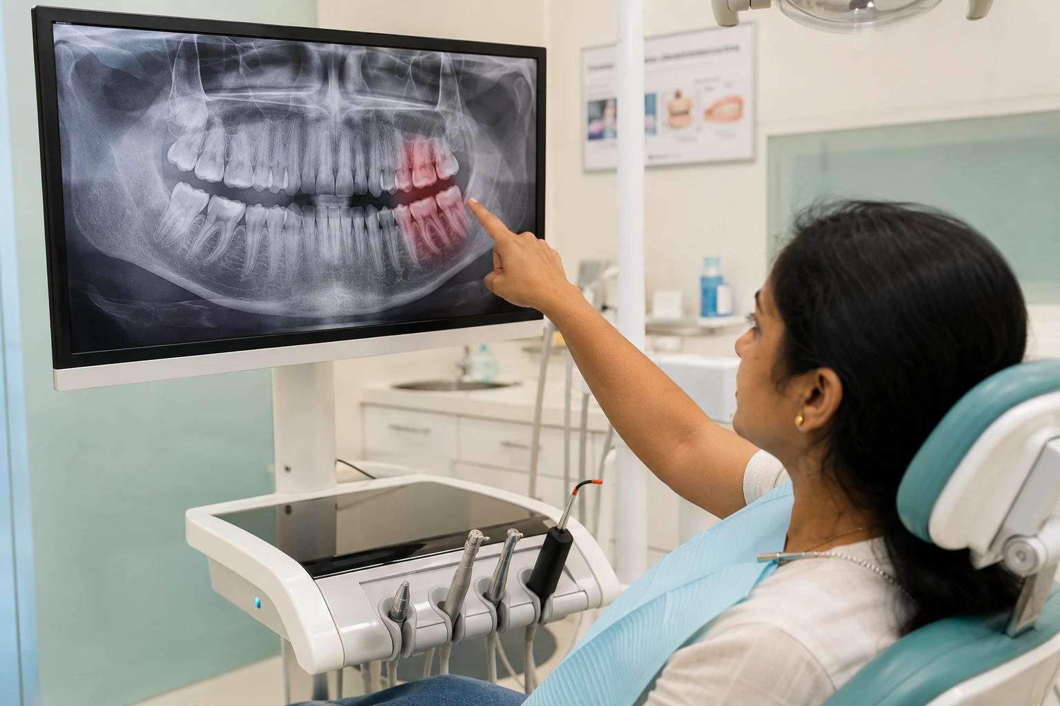 Dentist examining patient for root canal diagnosis at Tooth and Co Dental Clinic Kothrud