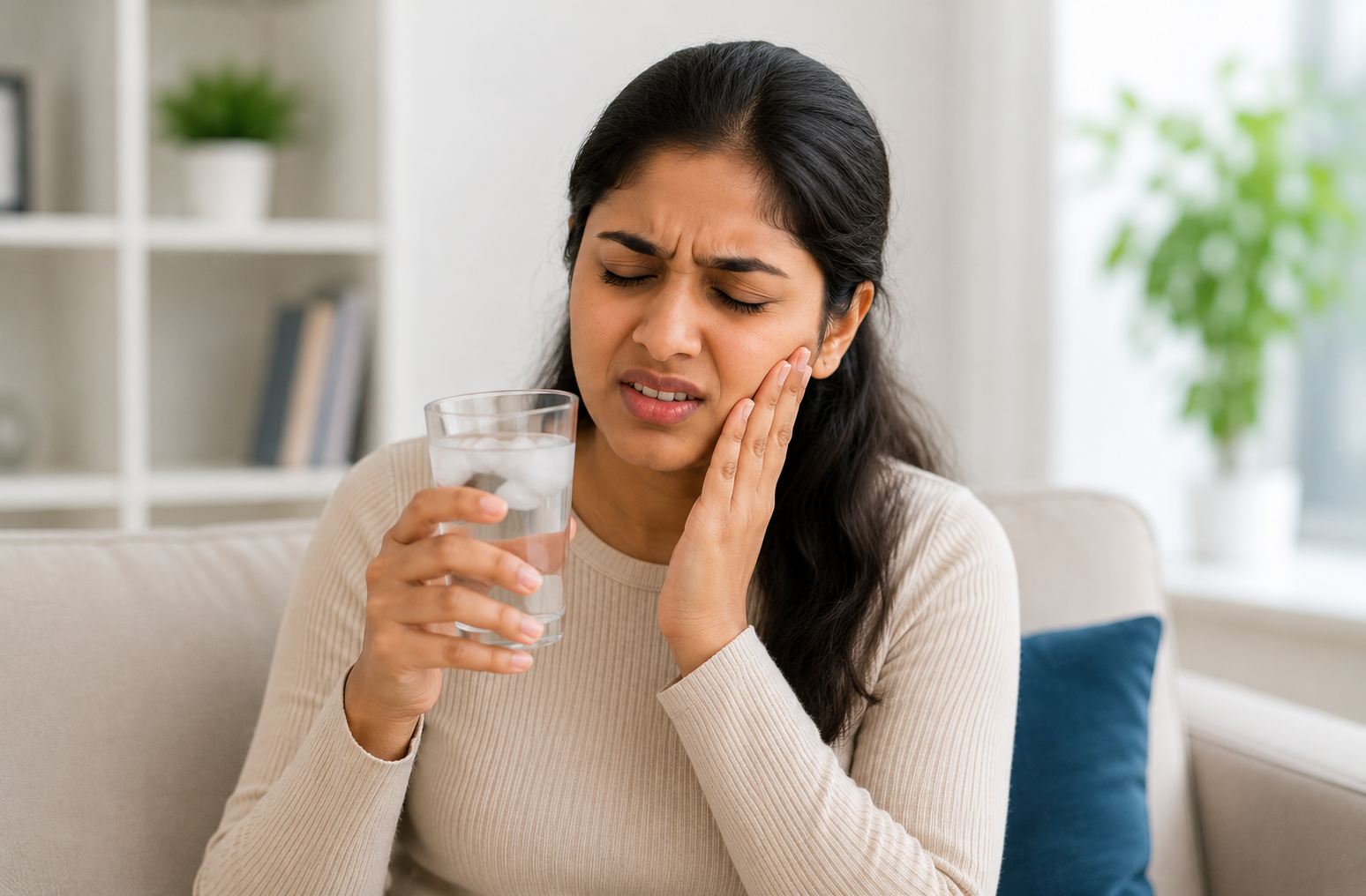 Dentist examining patient's sensitive teeth at Tooth and Co Dental Clinic, Kothrud