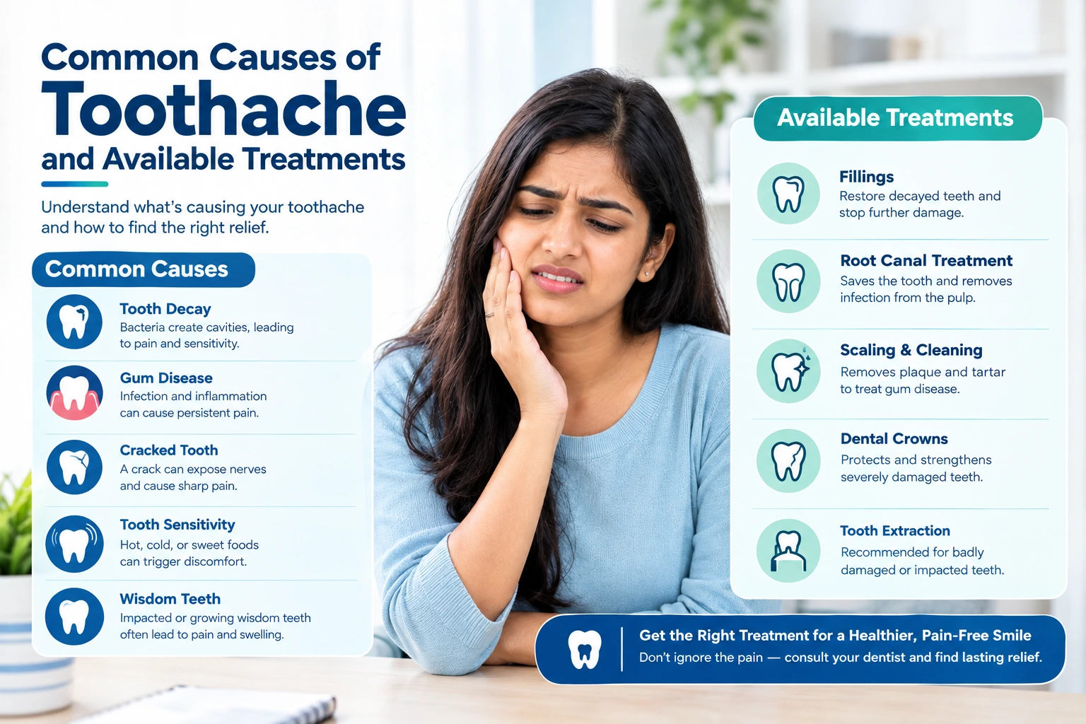 Find common toothache causes and professional dental treatment options at a Kothrud dental clinic.