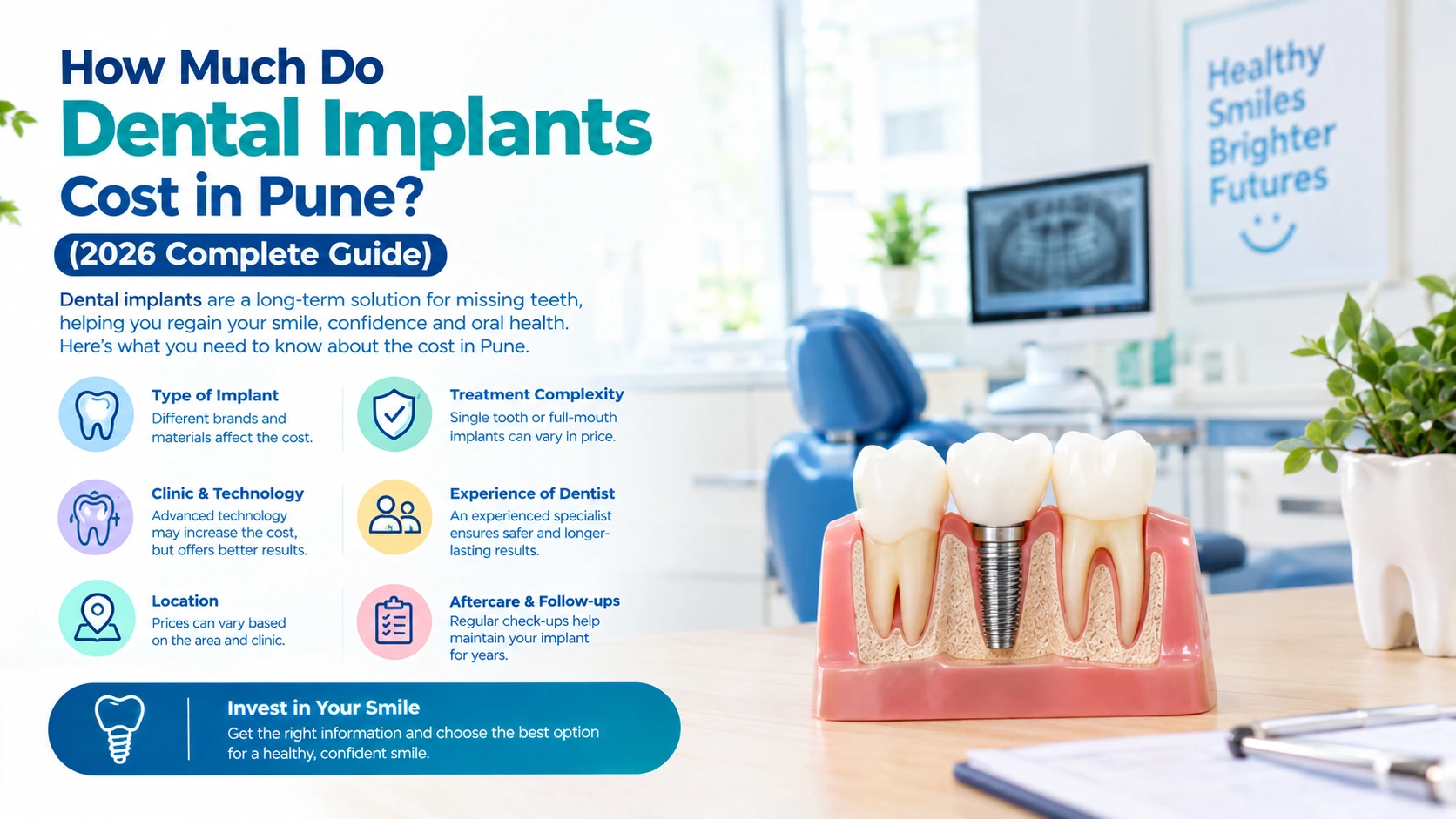 Dentist explaining dental implant cost breakdown to patient in Pune clinic