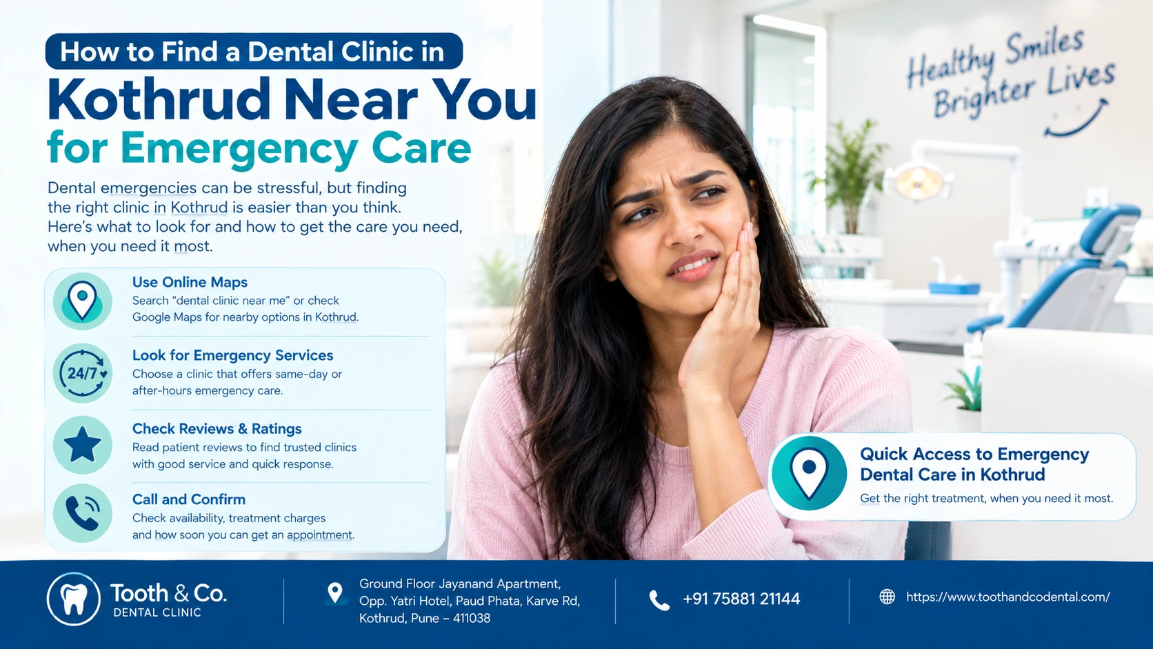 Patient receiving urgent treatment at an emergency dental clinic in Kothrud.